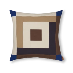 Ferm LIVING | Border Patchwork Cushion - Brown & Blue