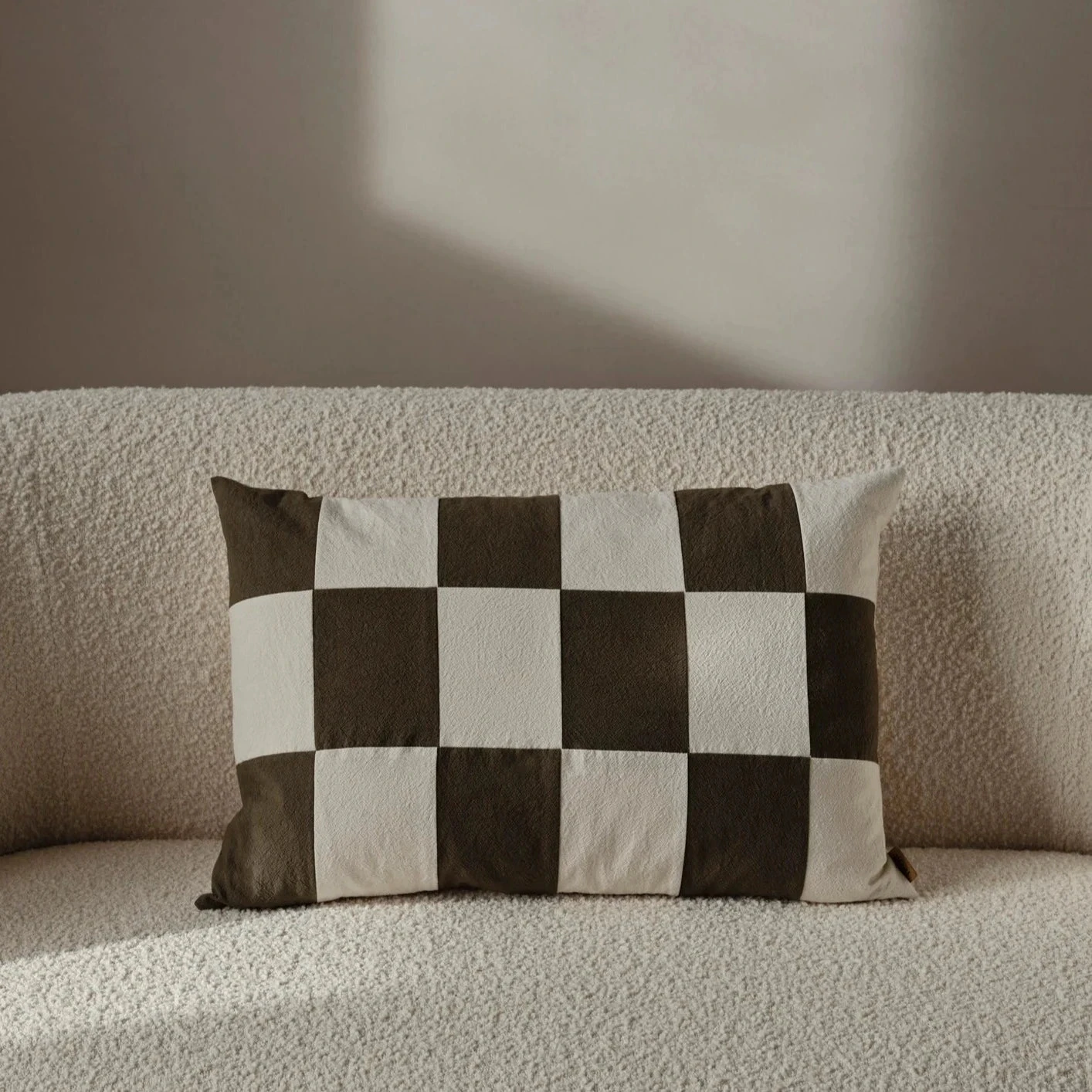 Ferm LIVING | Fold Patchwork Cushion - Olive 4 Ferm LIVING | Fold Patchwork Cushion - Olive - Image 2