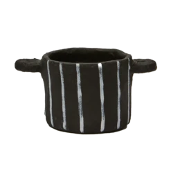 Serax | Papier-Mâché Pot - Black Vertical Stripe