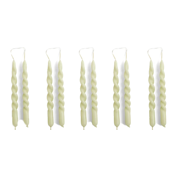 HAY | Mini Swirl Candle-Set Of 10 - Light Green 3 HAY | Mini Swirl Candle-Set Of 10 - Light Green