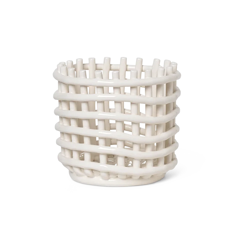 Ferm LIVING | Ceramic Basket - Small - Off-White 3 Ferm LIVING | Ceramic Basket - Small - Off-White